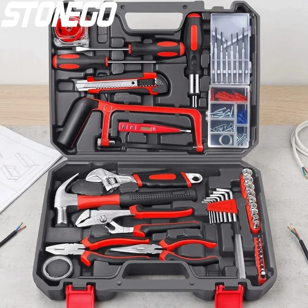 

All Purpose Hand Tool Kit Set 19 43 108 Pcs Hardware Household DIY Tools Saw Screwdriver Hammer Tape Measure Wrench Pliers