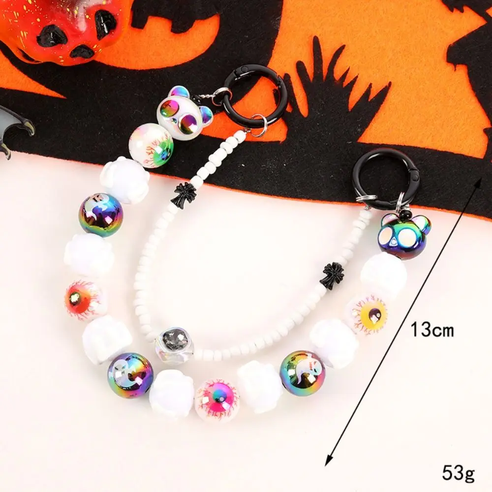 Funny Creative Halloween Phone Lanyard Double Chains Anti-lost Beaded Pendant Acrylic Hand-painted Bag Charm Rope