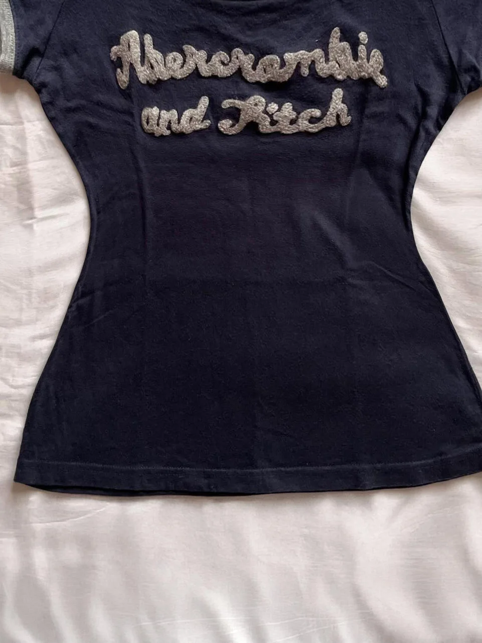 Original American Retro k Blue Letter ort Sve T-irt Women's Design Sense Small Size Cotton Spring Summer Top