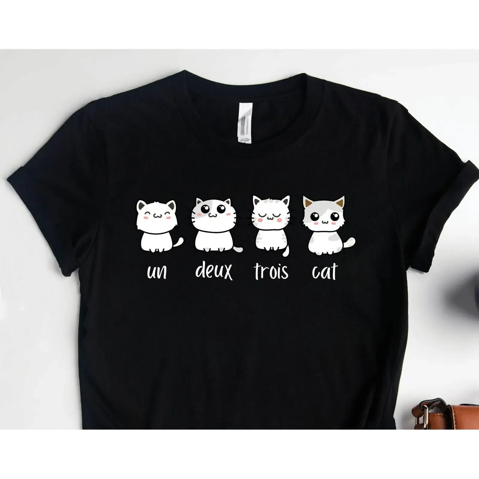 Un Deux Trois CaT T Shirt s French Language Art Owner Pet vintage Washed graphic Soft Unisex Stylish designer clothes