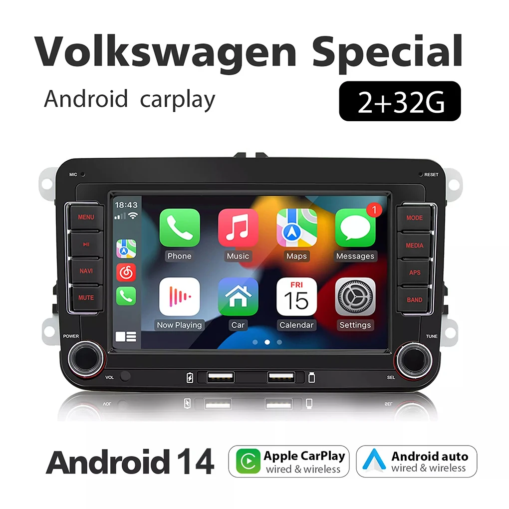 Car Radio Android 14 For VW Volkswagen Jetta Passat Car Radio Multimedia Player GPS WiFi Carplay 2Din Radio Player