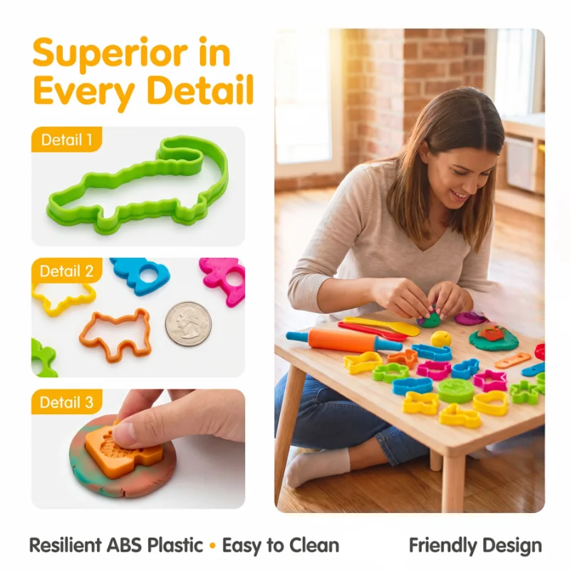 61Pcs Alphabet & Animal Play Dough Mold Set, Creative Clay Cutting Stamps for Learning & Craft, DIY Educational Tool for Parents