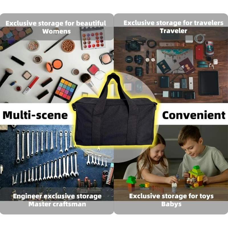 Professional 12 Inch Work Tool Storage Case Heavy Duty Canvas Material Waterproof Design Spacious Compartment For Mechanics D2RD