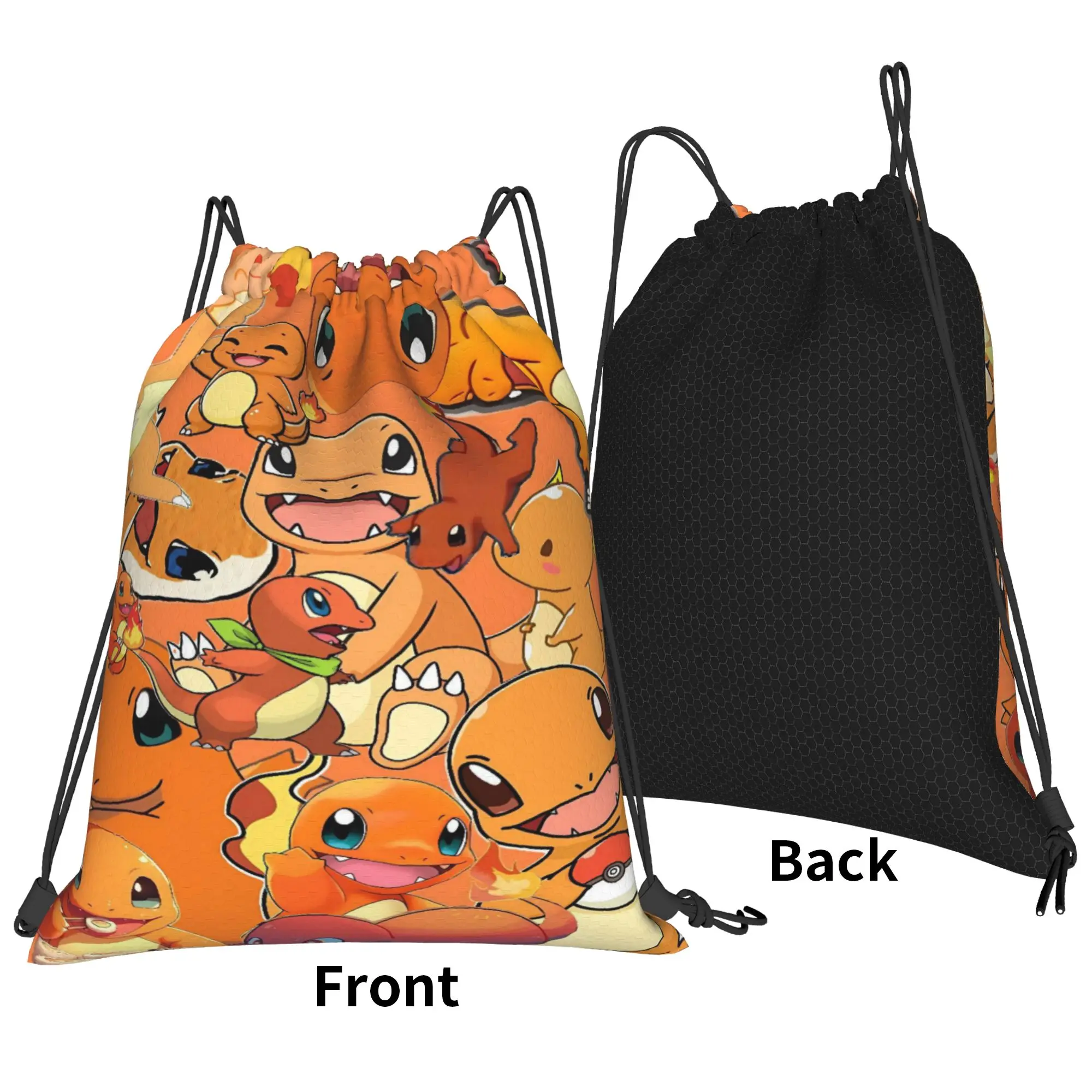 Charmander Group Cartoon Backpack  Waterproof Retro Sports Yoga Print Sackpack String Bags