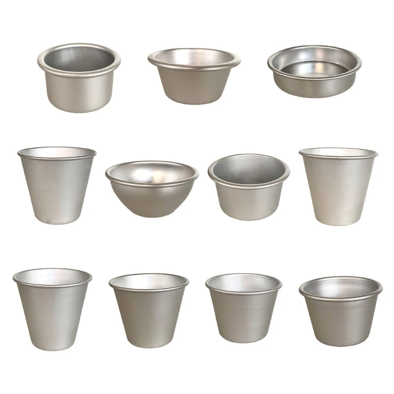 Set of 10 Small Cake Aluminum Molds Nonstick Bakings Cups Metal and Darioles Moulds Western Cake Cup B03E