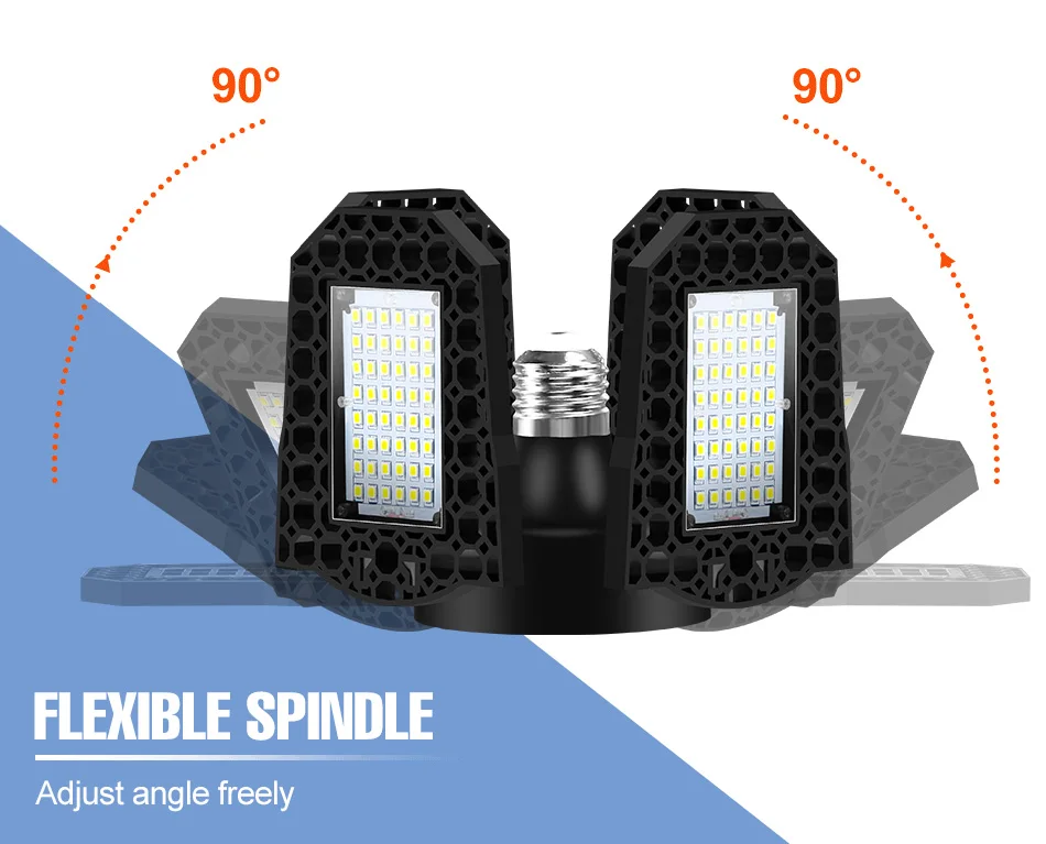 200 W LED-Birne E27/E26 Lampe Garagenleuchte AC 220 V zusammenklappbar verformbare Hochregallampen Strahler Home Warehouse Workshop Parkplatz – Detail 6