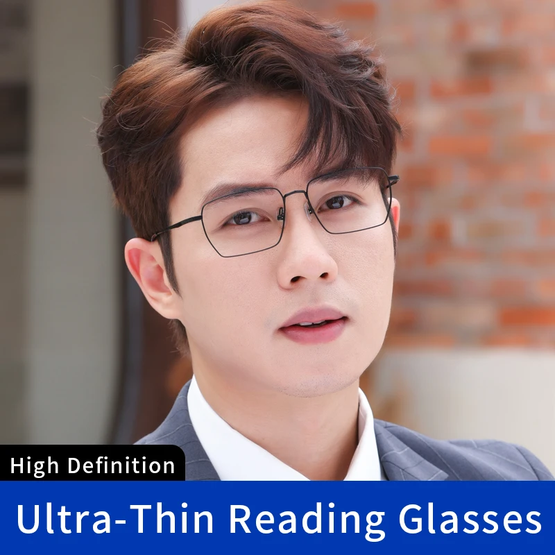 Ultra-Thin Blue Light Blocking Reading Glasses for Men  Metal Full Frame Lightweight Readers Classic Trend Presbyopia Eyeglasses