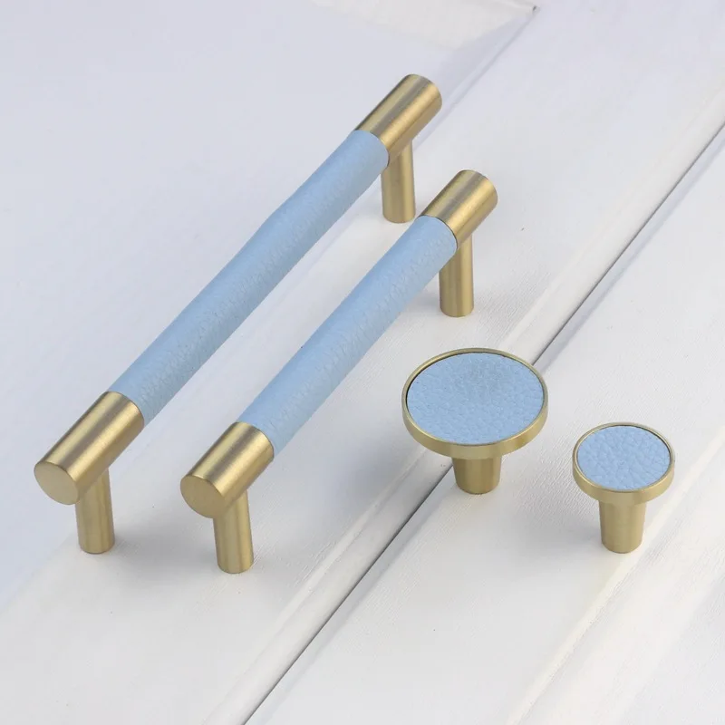 T-shaped Round Plastic Leather Cabinet Door Furniture Handle Simple Nordic Modern Wardrobe Drawer Leather Handle Cabinet Knobs