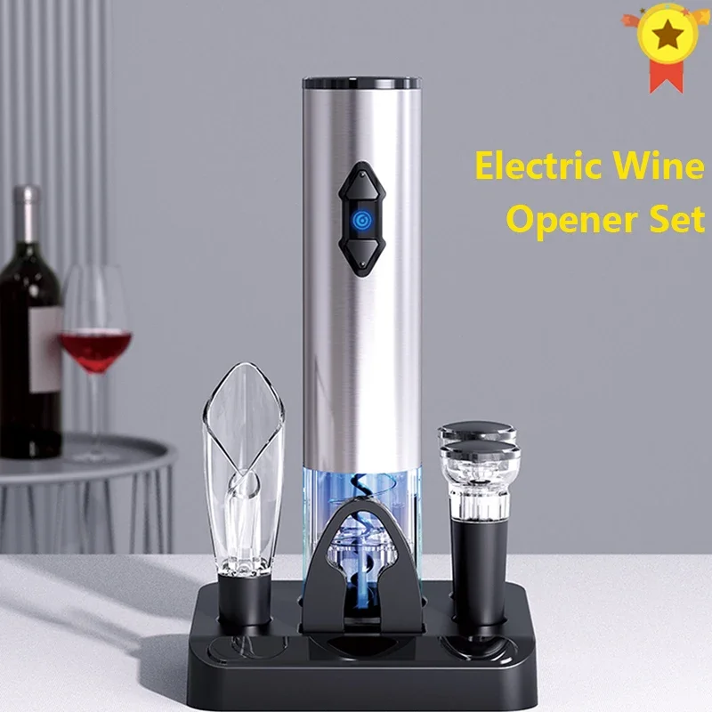 

Electric Wine Bottle Opener Corkscrew Foil Cutter Set Automatic Bottle Opener for Wine Kitchen gadgets Can Rechargeable Opener