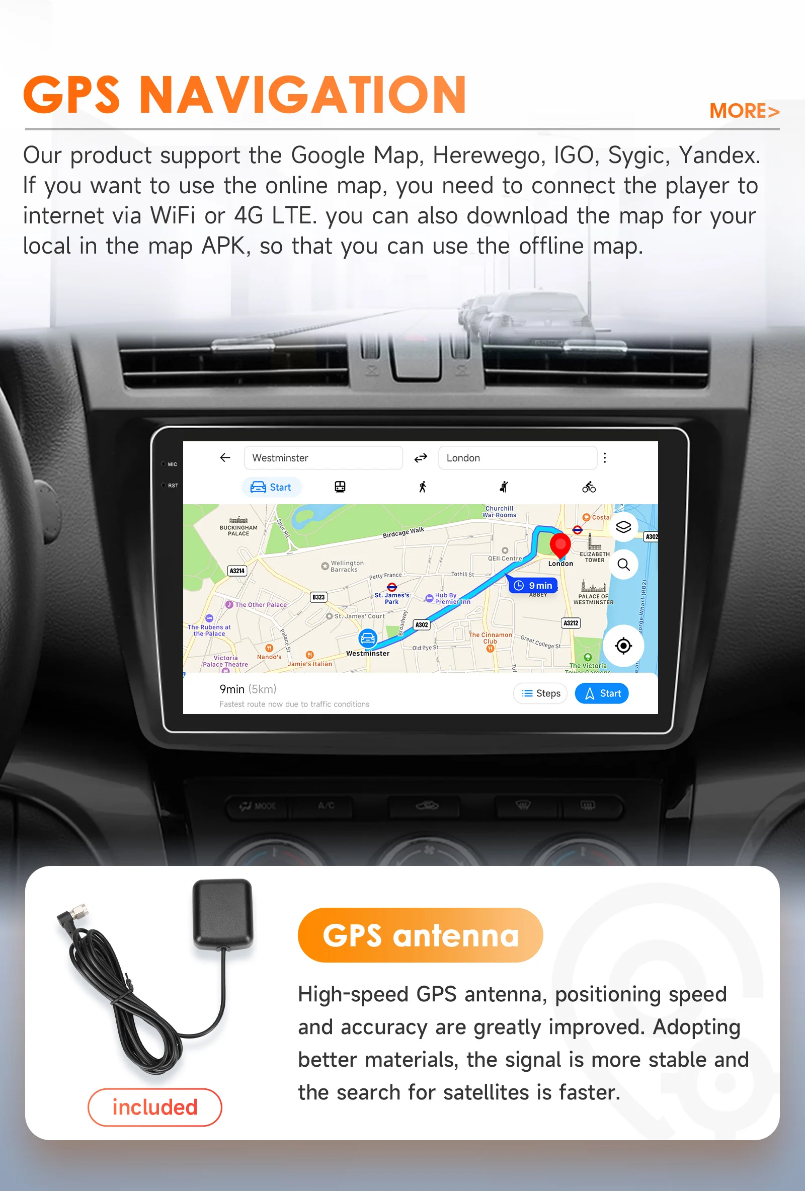 Hizpo 2Din 9inch Android Auto Car Radio for Mazda 6 2007 - 2012 CarPlay Screen GPS Navigation 4G BT WiFi SWC DSP RDS 360° Cam