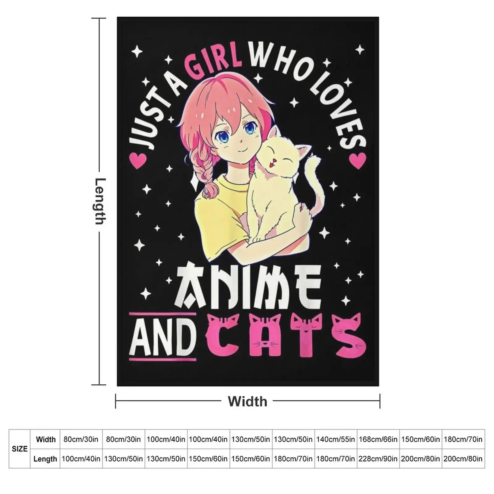 Just A Girl Who Loves Anime And Cats. Anime Stuff Anime Cat T-Shirt Throw Blanket Giant Sofa decorative Cute Plaid Blankets
