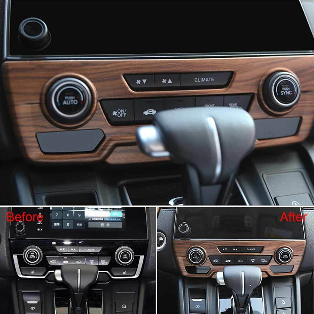 

Peach Wood Grain Air Conditioning Switch Panel Cover Trim Fit For Honda CRV CR-V 2017-2019 Center Console CD Panel Cover Trim