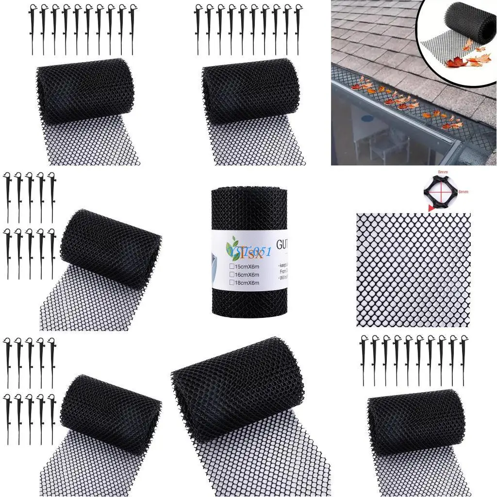 

E15A Plastic Gutter Guard Mesh with Fixed Hooks Anti Clogging Mesh Cover Enduring