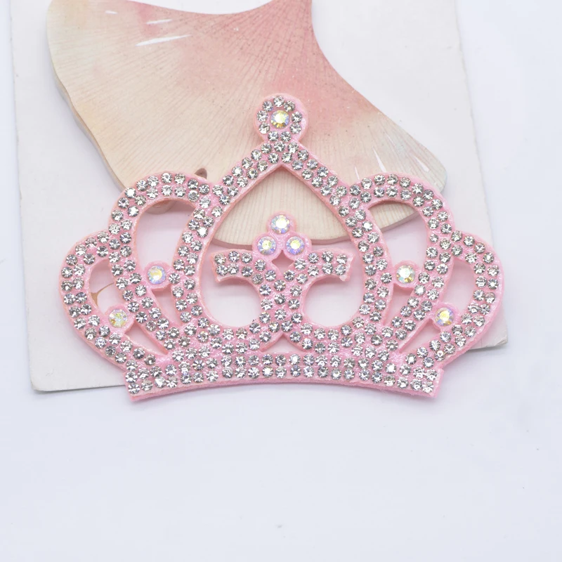 6Pcs 84*58mm Padded Crown Shaped Rhinestone Applique for DIY Clothes Crafts Decor Patches Headwear Hair Bow Accessories