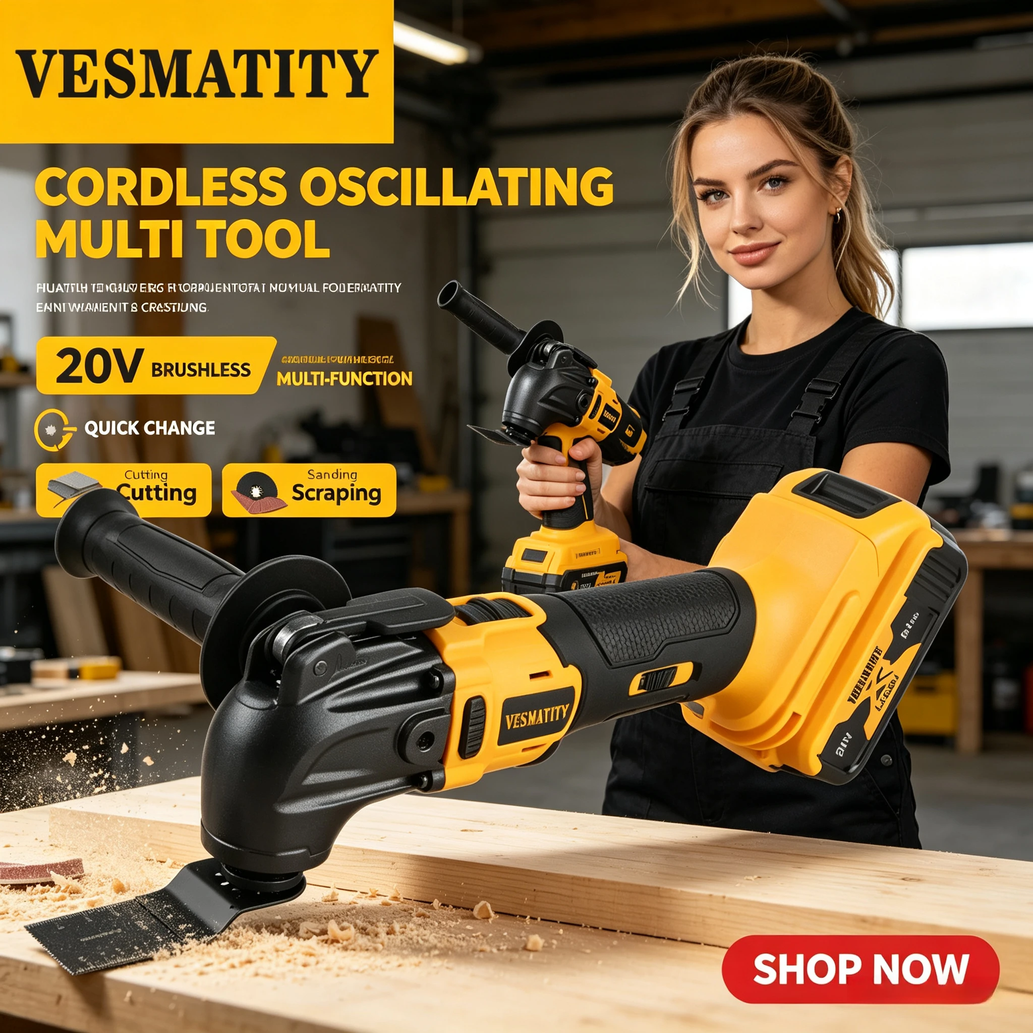 Oscillating Multi-Tool Rechargeable Quick Blade Change for Sanding Trimming Grinding Cutting Jobs For Dewalt Battery