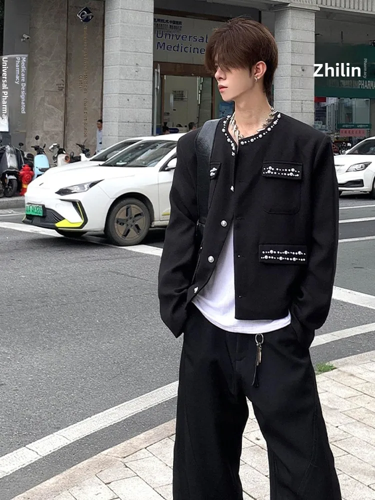 

Мужское пальто с жемчужной подкладкой и овальным плечом, осеннее модное высококачественное молодежное пальто на пуговицах с подставкой