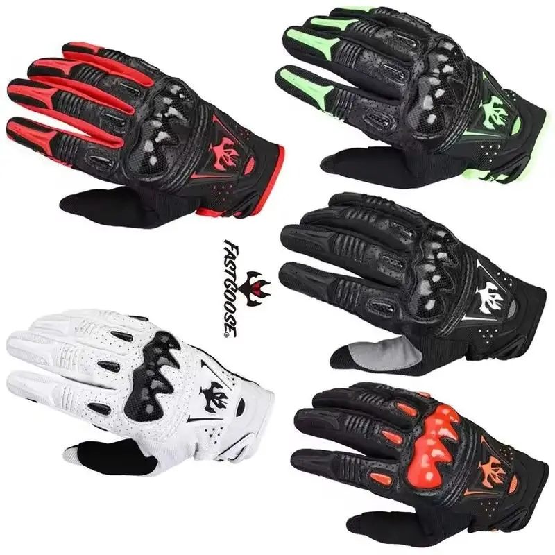 

Ultra Lightweight Motorcycle Gloves for Summer Riding FASTGOOSE Touchscreen Motorbike Gloves with Armored Wrist, Anti-Slip Grip