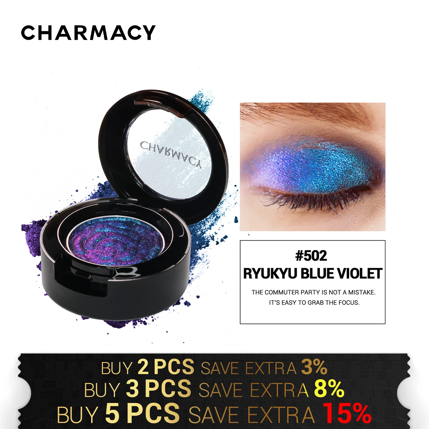 CHARMACY Chameleon Glitter Eyeshadow Insane Shifters Long Lasting Single Shimmer Eyeshadows Eye Makeup Cosmetic for Women