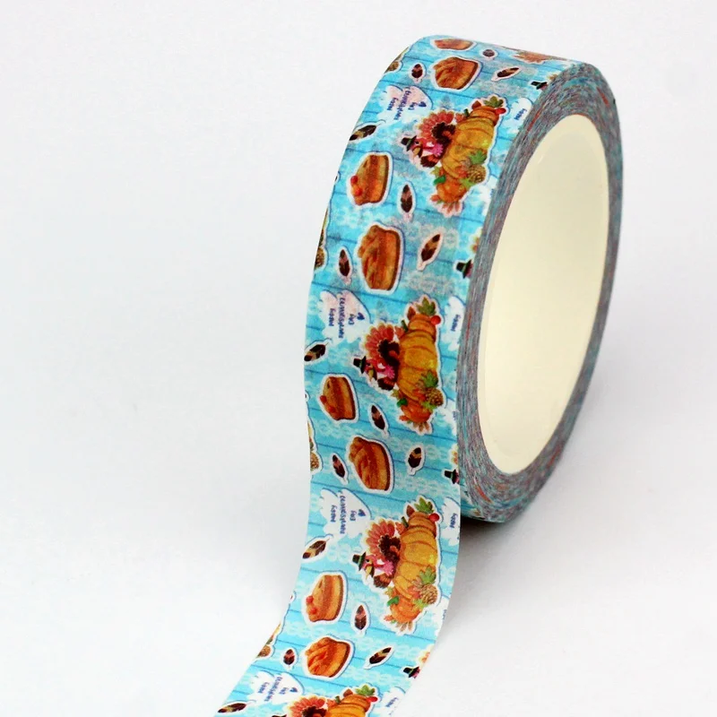 NEW 1X 10M Deco Thanks Giving Blue Pumpkin Pie Fall Washi Tape for Scrapbooking Planner Masking Tape Kawaii Papeleria