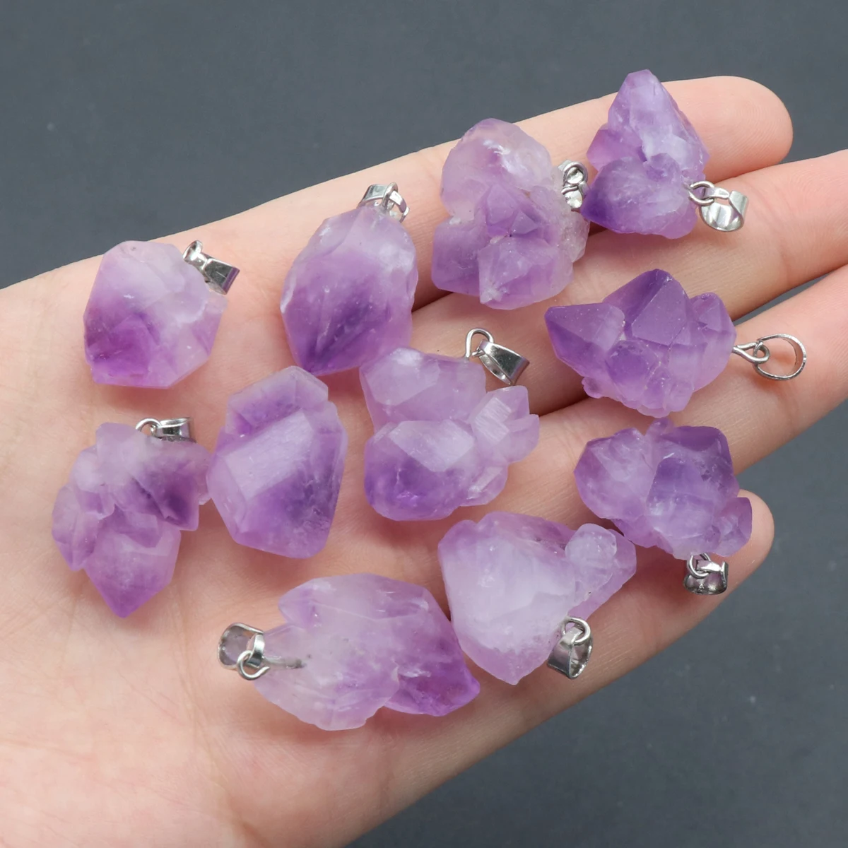 1pc 12-20mm Natural Stone Crystal Amethyst Pendant Irregular Shape Charms for Jewelry Making DIY Necklace Earrings Accessories