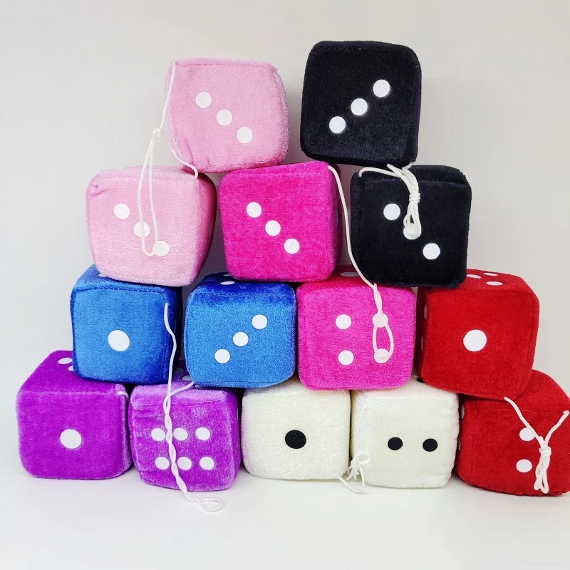 Multicolor Plush Dices Car Hanging Pendant New Year Dice Velvet Dice Model Decoration Rearview Mirrors Styling