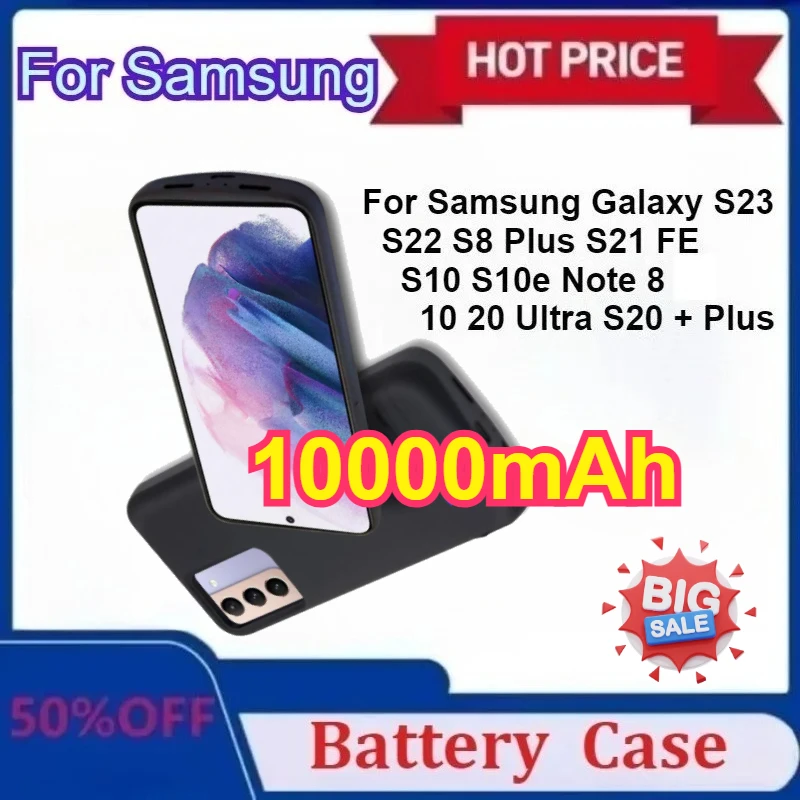 New 10000mAh Power Bank for Samsung Galaxy S23 S22 Plus S21 FE S10 S10e Note 8 9 10 20 Ultra S20 + Plus Battery Charger Case
