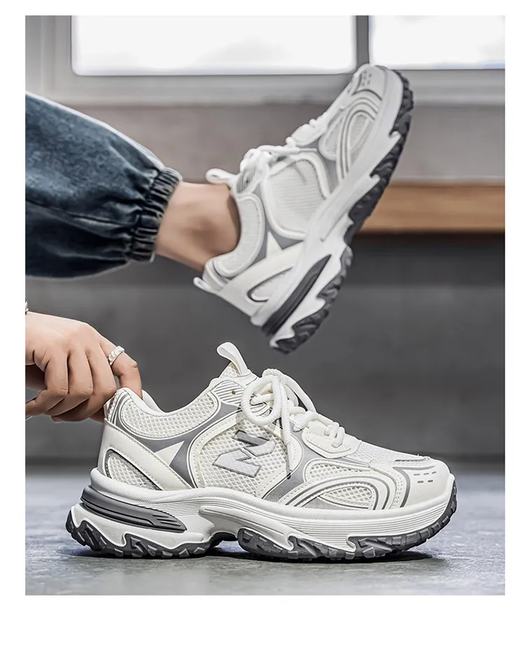 Men's Chunky Dad Sneakers Breathable Mesh Running Shoes 3 Colors – Detail 8