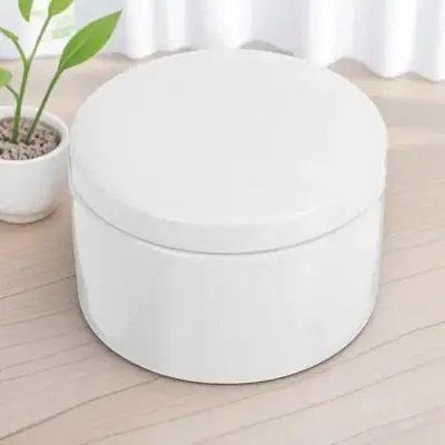 

Ceramic Jewelry Box White Round Ring Holder Delicate Earrings Organizer Storage Box Desktop Craft Ceramic Jewelry Case