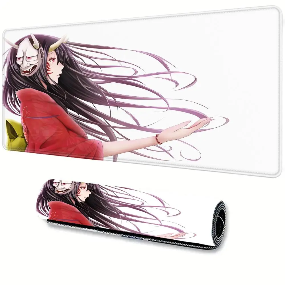 Геймерский коврик для мыши Oni Devil Mask, резиновый коврик для мыши, большой игровой коврик для мыши в стиле аниме для девочек, игровой коврик для мыши с HD принтом, коврик для клавиатуры, нескользящий настольный коврик