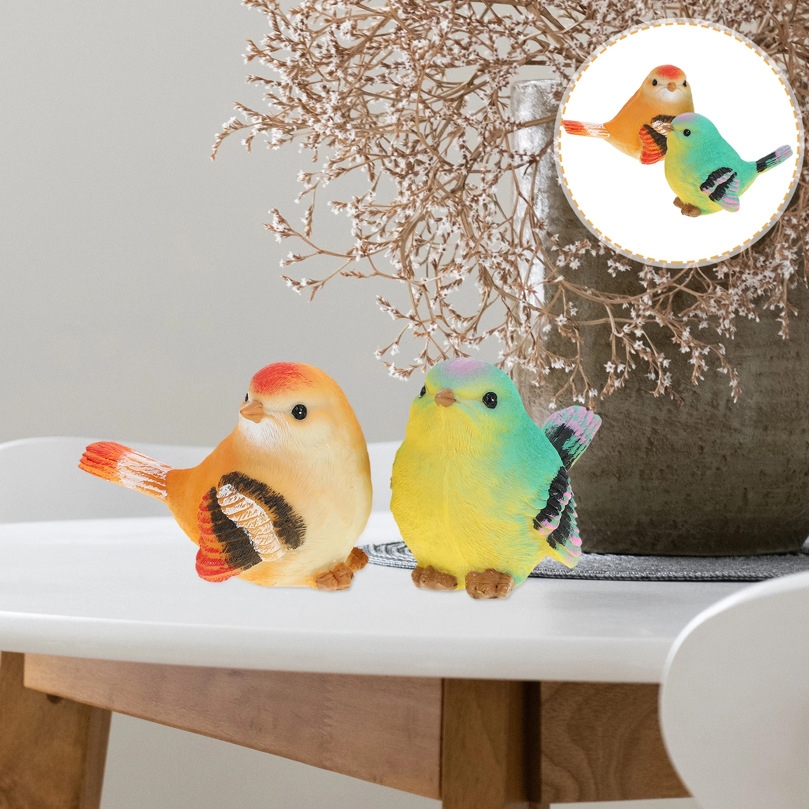 

2Pcs Artificial Bird Decorations Durable Safe for Home Greening Decoration Birds Statue Resin Bird Statue Birds for Decor