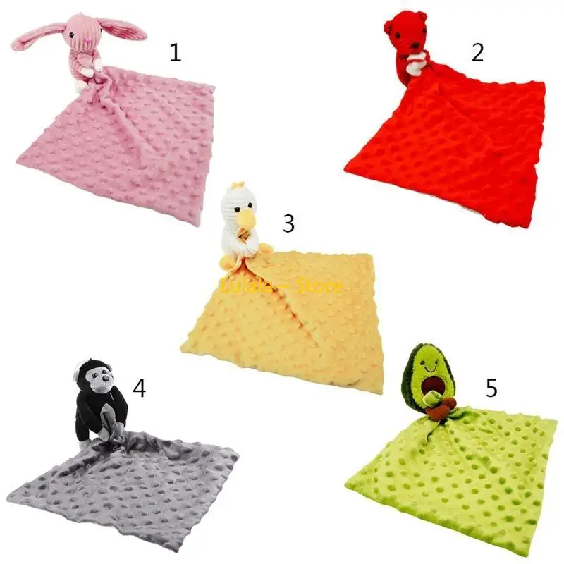 

Y4QA Baby Soothe Blanket Soft Gauze Bibs Teether Burp Cloth Gift Animal for Doll Appease Towel Comfort Sleeping Cuddling