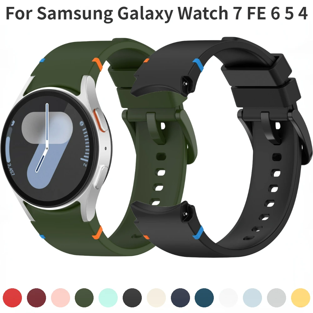 

Sport Silicone Strap for Samsung Galaxy Watch 6 Classic 47mm 43mm/Watch 5 Pro 45mm Bracelet Galaxy Watch 7 6 5 4 44mm 40mm Band