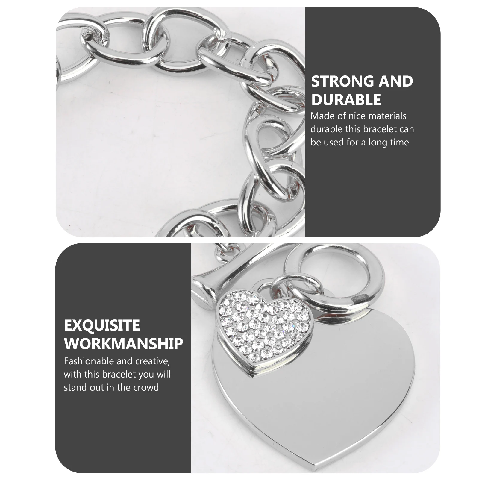 

1pc Fashion Heart Pendant Bracelet Creative Durable Alloy Wrist Chain Adjustable Jewelry For Women Decorative Accessory Gift