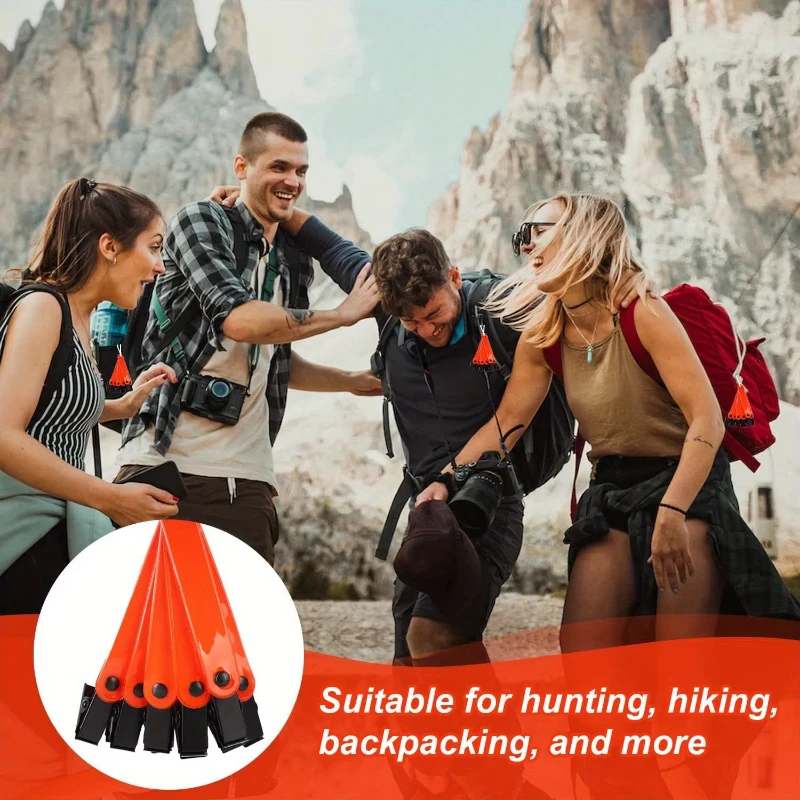 علامات مسار الرماية TY مع مشابك ليلية ونهارية برتقالية عاكسة للمشي لمسافات طويلة والصيد في الهواء الطلق