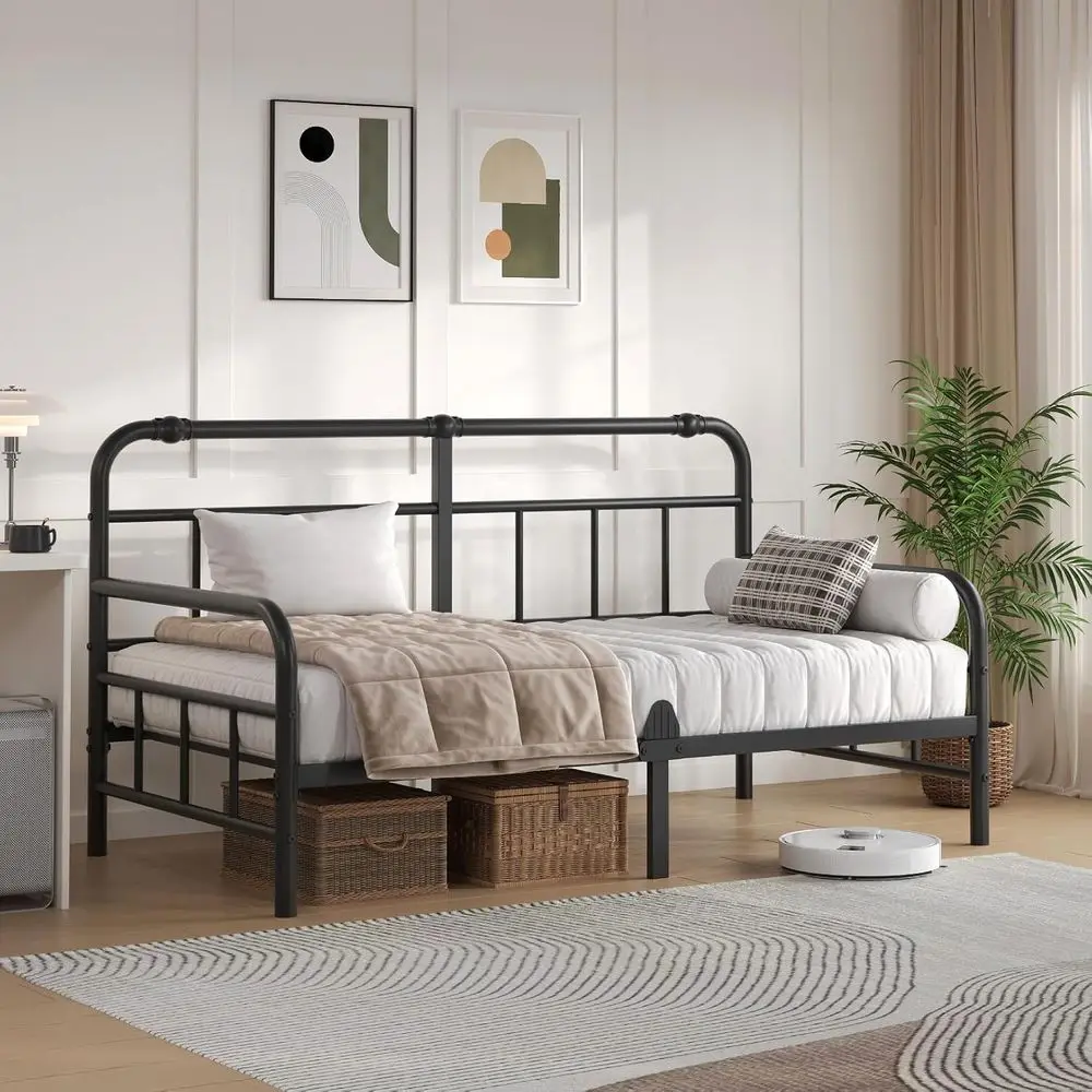 Twin Metal Daybed e with board, 12 Inch Soa Bed or Living Room, Heavy Duty Twin Size Day Bed or Bedroom Gt Room, Easy Assembly,