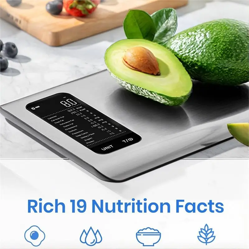 Smart Food Kitchen Scale With Digital Grams, Nutritional Calculator& Free App Tracking 19 Nutrients, Calorie, Marco