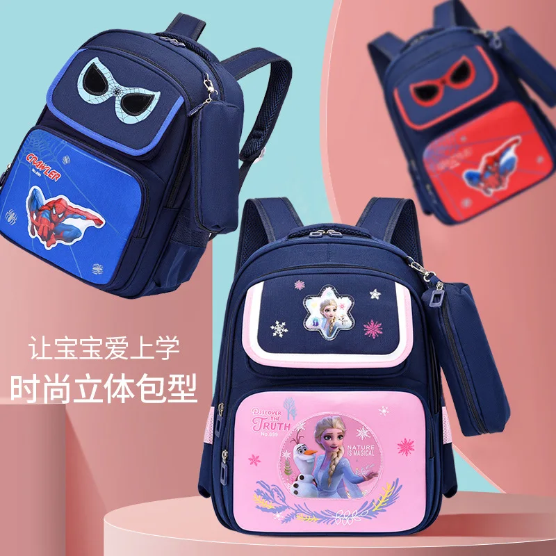 

Disney Frozen School Bags For Girls Boy Spider Man Primary Student Shoulder Orthopedic Backpack Grade 1-3 Large Capacity Mochila