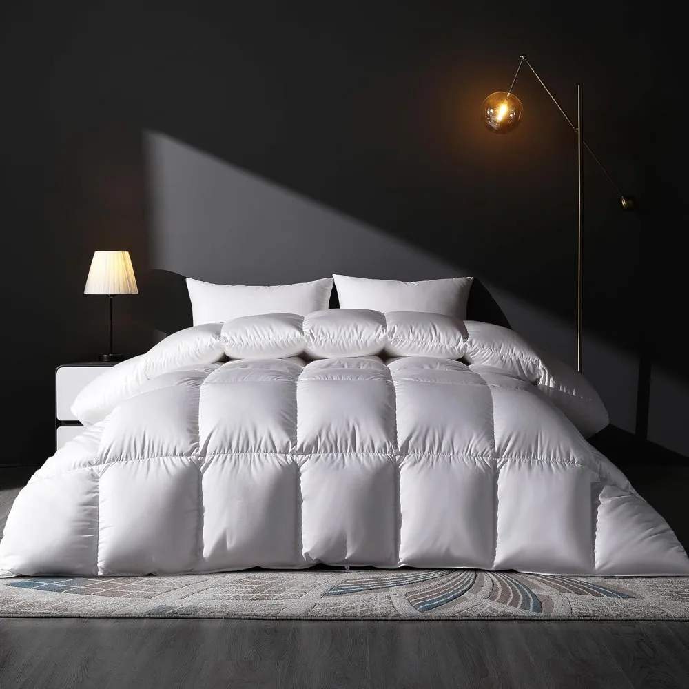 

Goose Feather Down Duvet Cover, Extra Large Down Duvet Cover, Noise Free Bedding, Medium Temperature White, 120 X 98 Inches.