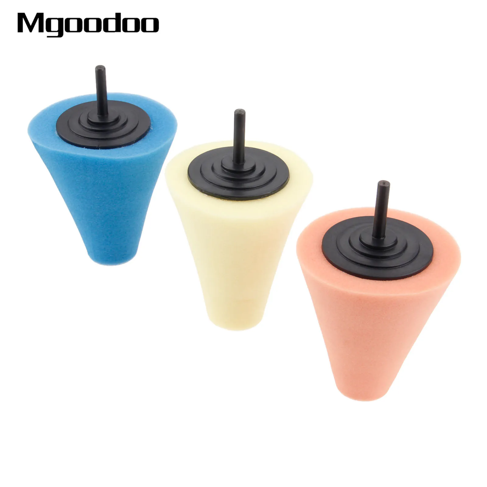 3Pcs/lot Burnishing Foam Sponge Polishing Cone Buffing Pads For Car Wheel Hub Care Metal Pad Soft Type Car Cleaning Wax Tool