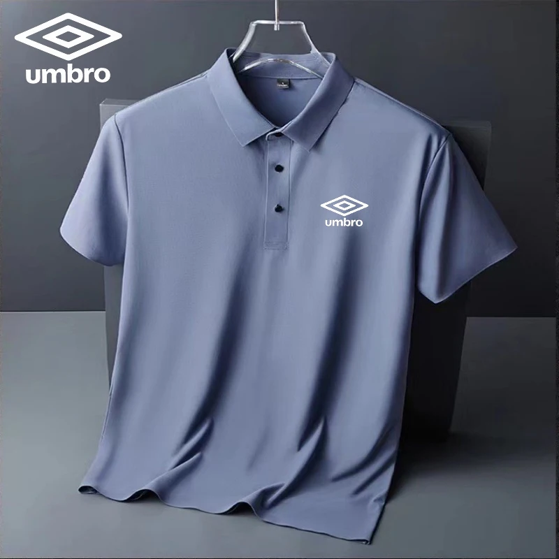 Embroidered Umbro Summer Ice Silk Nylon Polo Shirt High-End T-Shirt New Half Sleeve Non-Marking Casual Business Thin Menswear