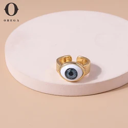 Obega Vintage Simple Evil Eye Rings For Women Gothic Gold Color Lucky Turkish Blue One Eyed Finger Ring Jewelry Gifts