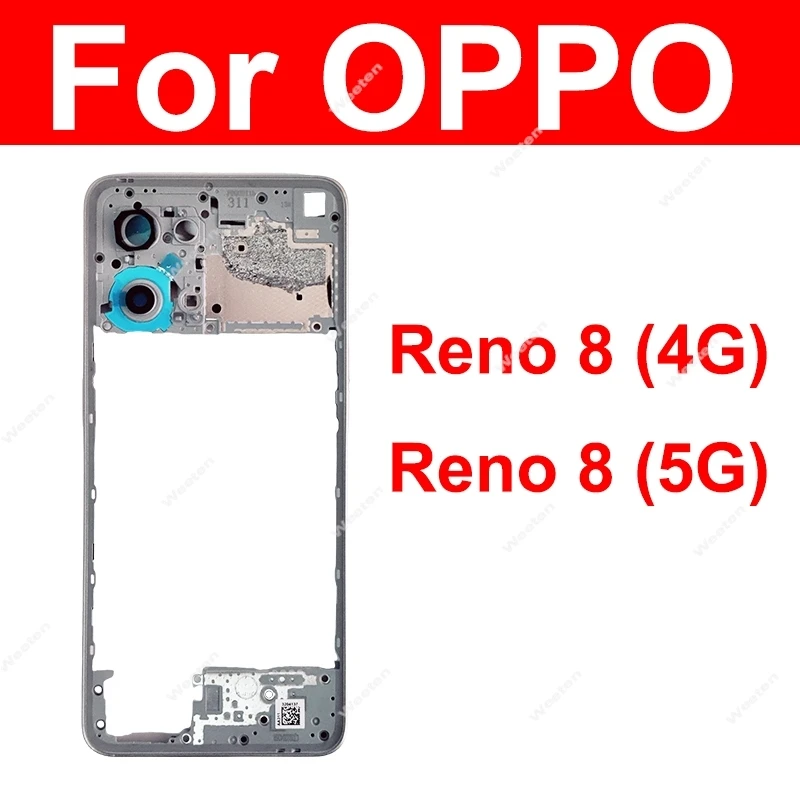 Middle Housing For OPPO Reno 8 4G 5G CPH2457 CPH2359 Middle Frame Housing Holder Cover Parts