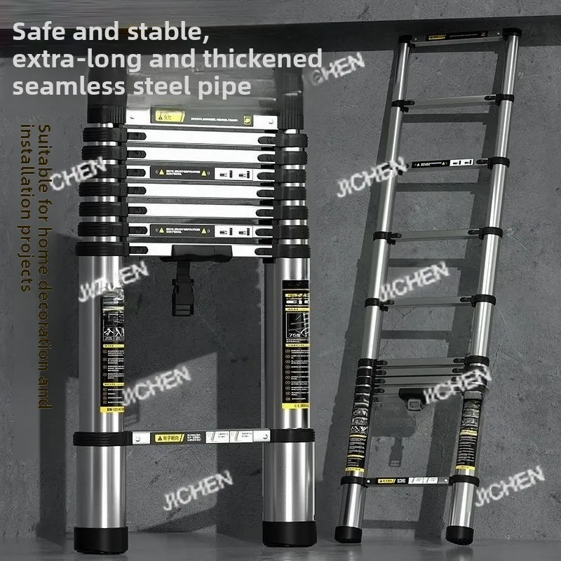 Echelle-telescopique-epaissie-en-acier-inoxydable-echelle-droite-escalier-de-levage-portable-pliant-en-alliage-d'aluminium-echelle-a-chevrons