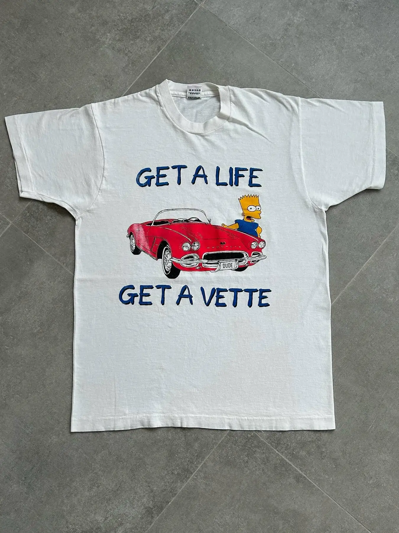 Loose Cartoon Fun Car Short Sleeve T-Shirt Breathable Cotton American Retro Lazy Style Men's Summer Fashion Basic round Neck