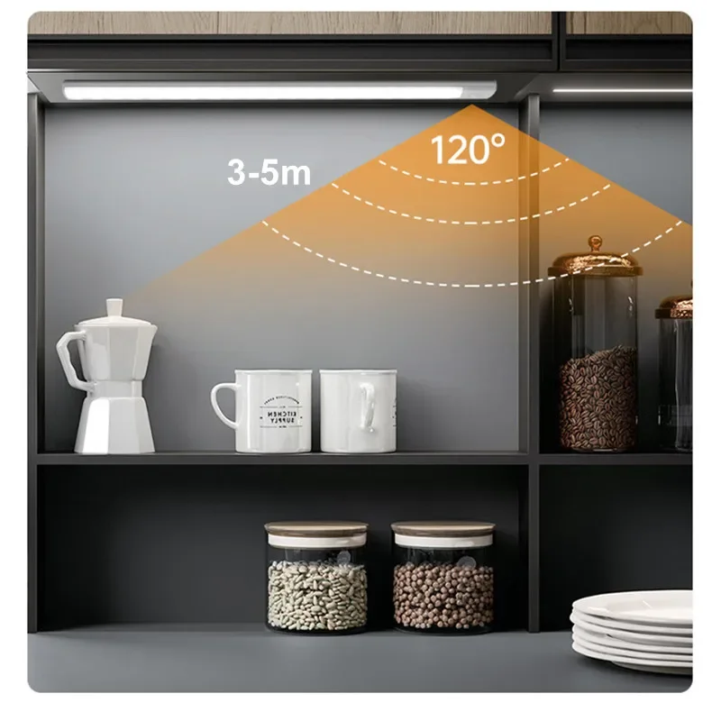 무선 USB 충전식 LED 야간 조명, 옷장 옷장 캐비닛 램프, 모션 센서, 주방 방 통로 조명