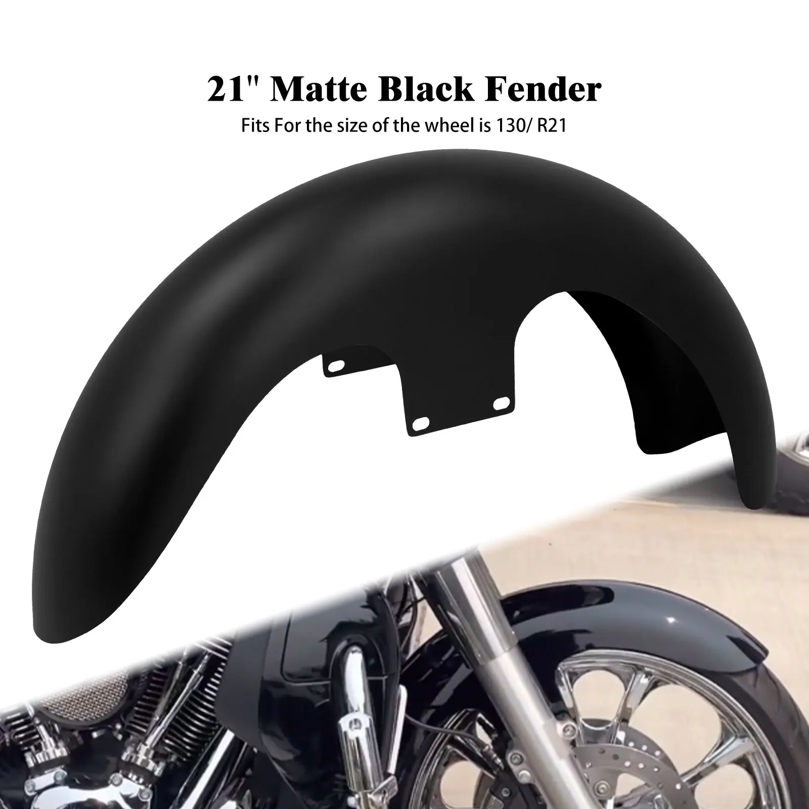 

Motorcycle 21'' Wrap Front Fender Matte Black For Harley Touring Baggers Custom Street Electra Road Glide FLHT FLHX FLHR 14-2021