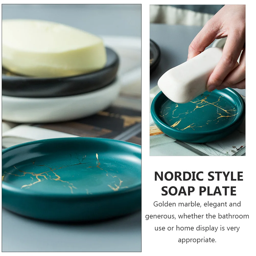 

1Pcs Marble Stripe Dish Classic Ceramic Toilet Storage Plate Fashion Art Design Nonfading Longlife Bathroom Items Holder