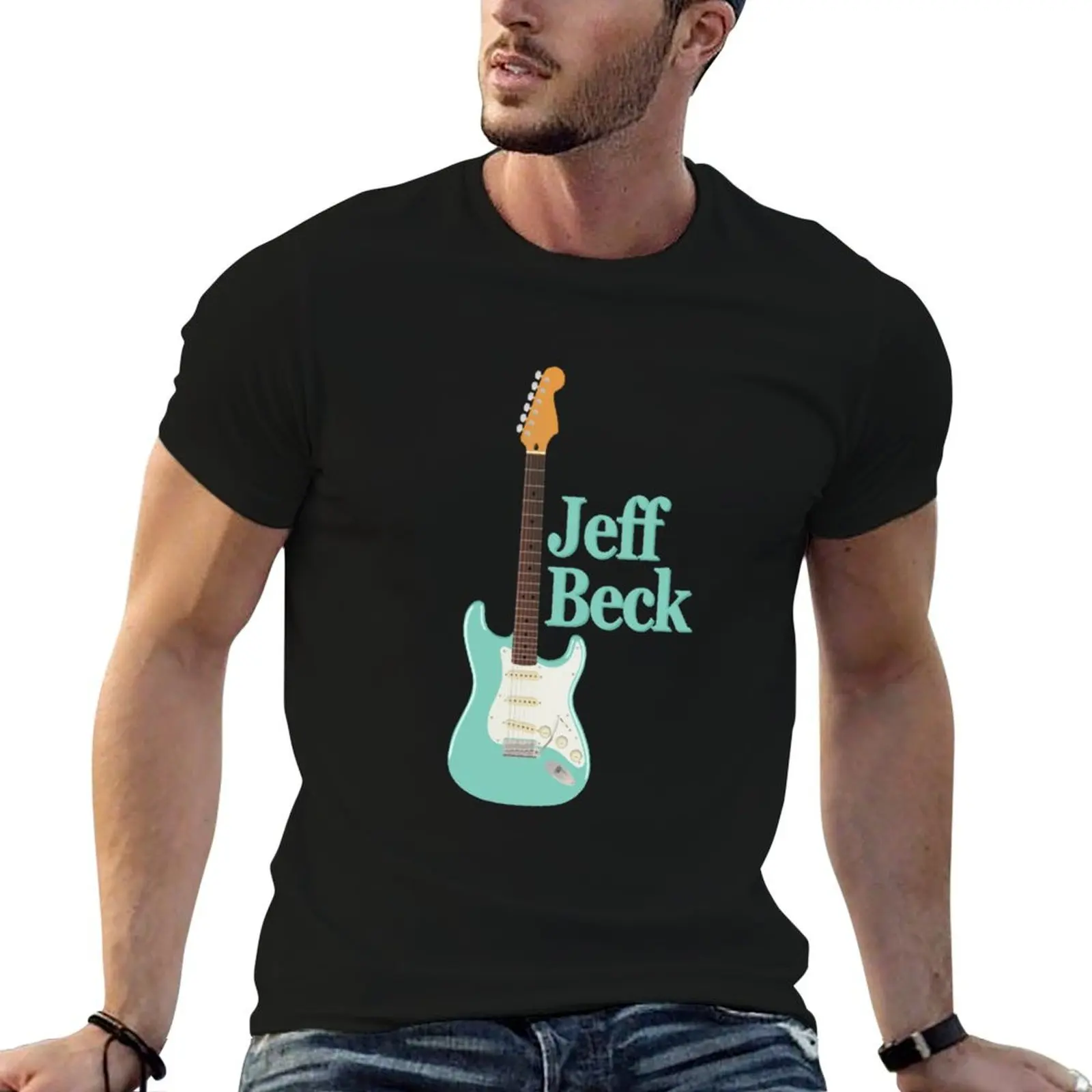 Jeff Beck Surf Green Strat T-Shirt Trendy Pattern T-Shirt for Men
