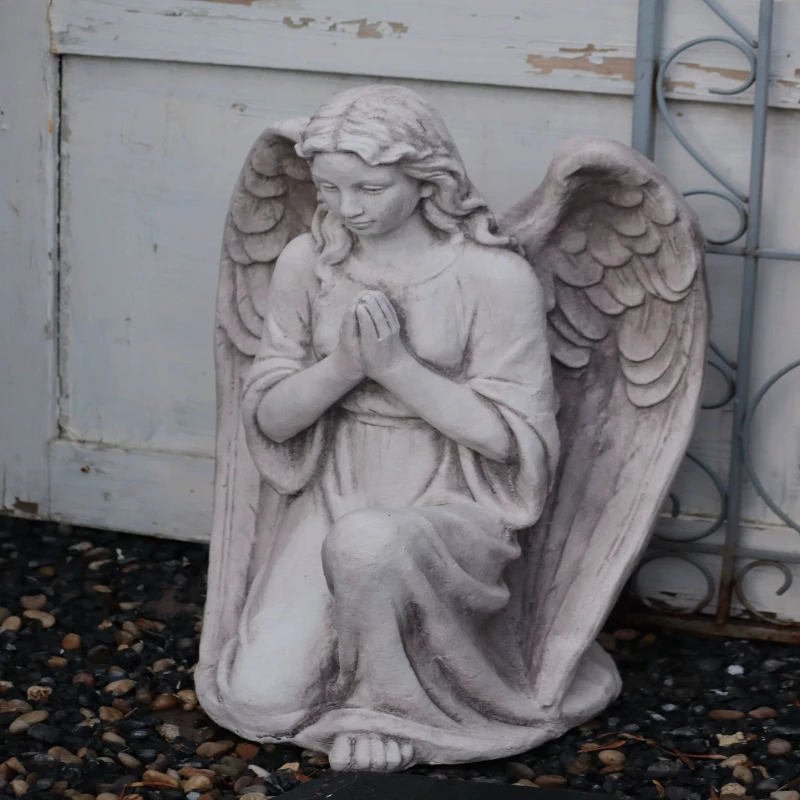 Retro European Angel Sculpture for Garden Patio Wedding Photography Decoration Eco Friendly Magnesium Oxide Religious Figurine