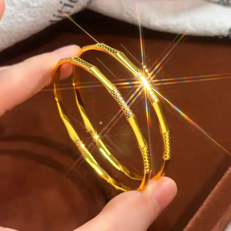 

Brushed Dragon Scale Closed Bangle Women's 24K Gold AU999 - Dragon scale texture, pure gold brushed, daily versatile style